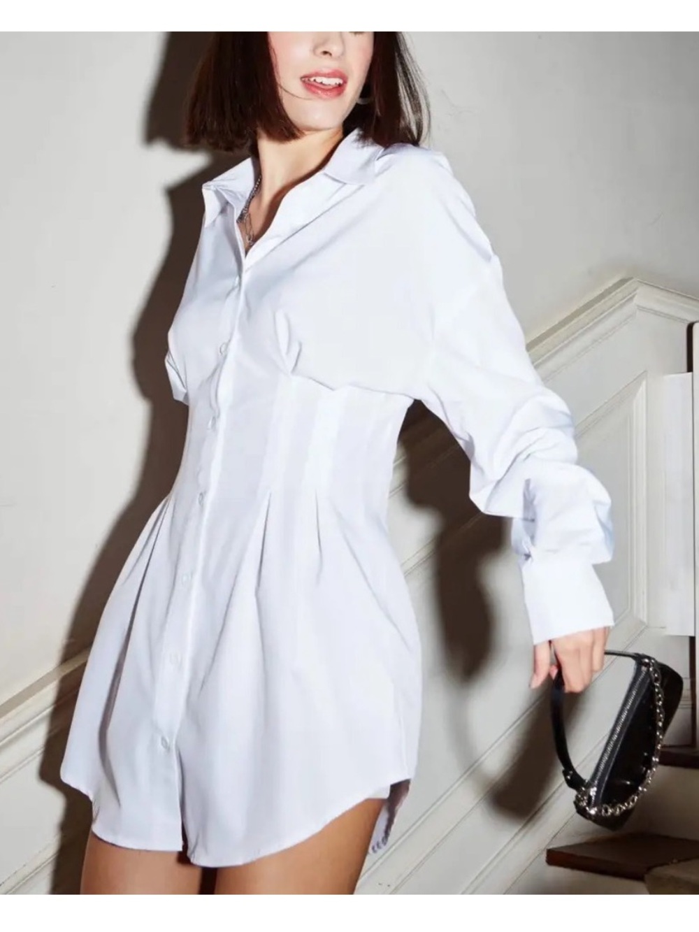 Cider White Button Down Corset Dress